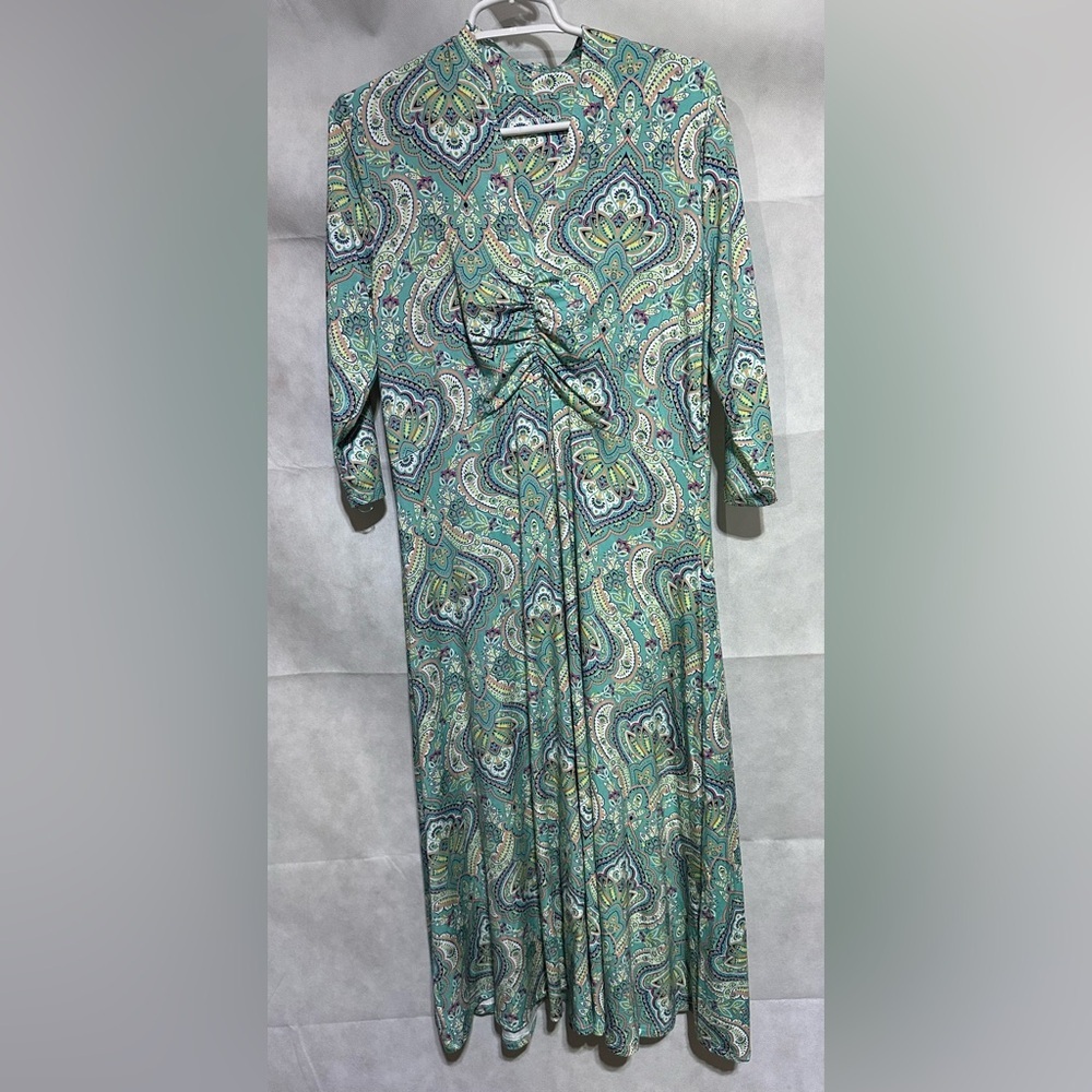 Soft Surroundings Aziza Midi Dress Paisley Sz. Medium Cottage Boho Beach Prairie - Picture 4 of 8